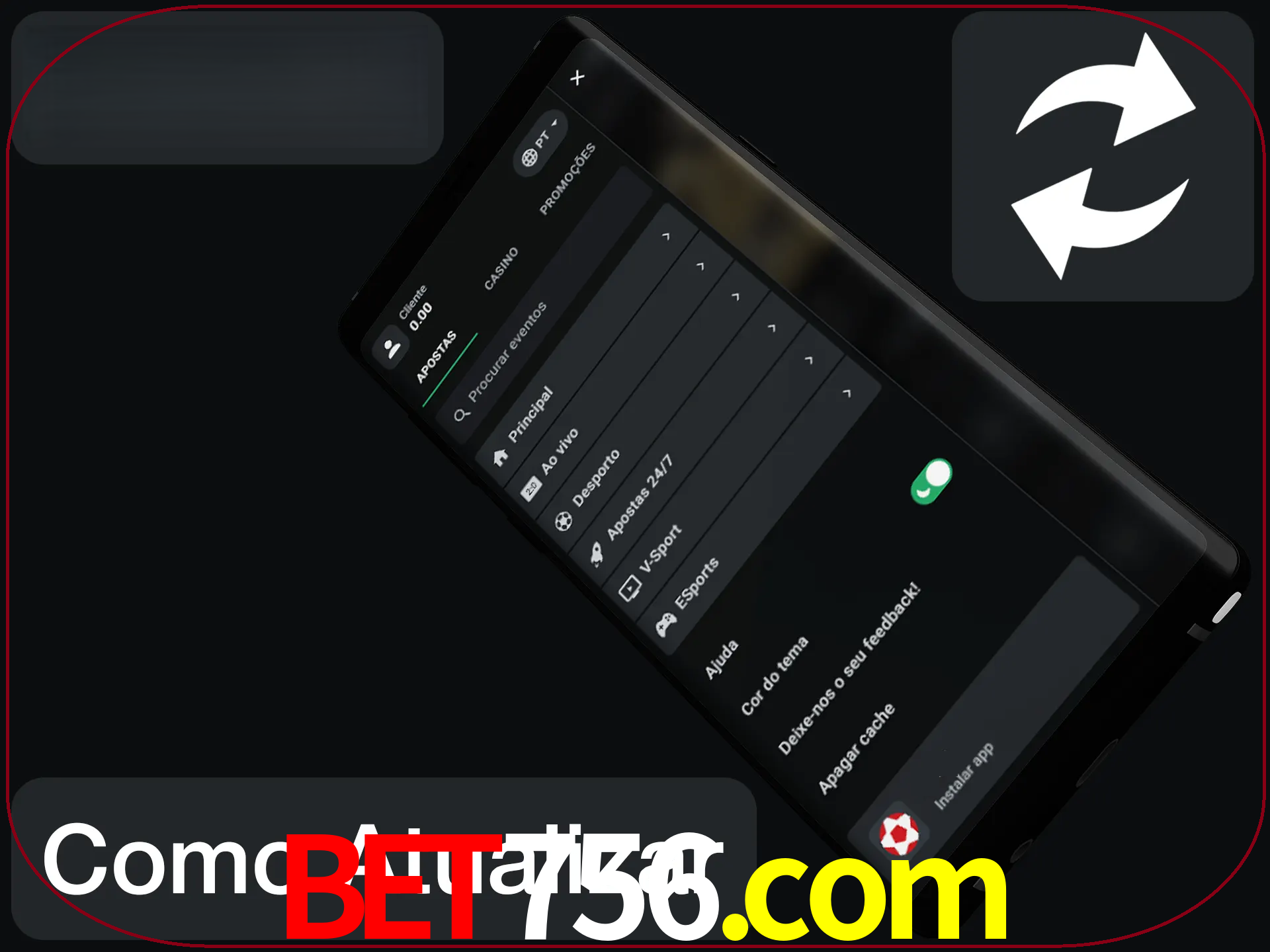 O aplicativo é atualizado automaticamente quando você faz o login.
